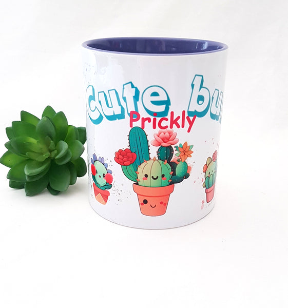 Cactus mug, succulent coffee mug, Cute but prickly