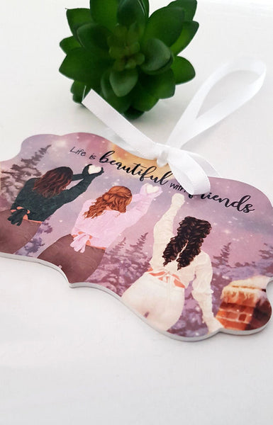 Christmas Family decor, personalised family tree ornament, life is beautiful with sisters