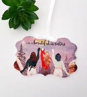 Christmas Family decor, personalised family tree ornament, life is beautiful with sisters