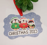 Christmas  Penguin Family decor, personalised family tree ornament