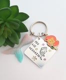 You are mermazing, mermaid keyring, thank you gift, personalised keychain, hand stamped keyring, resin keychain, teacher appreciation