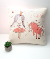 Personalised Princess and Unicorn Cushion Cover