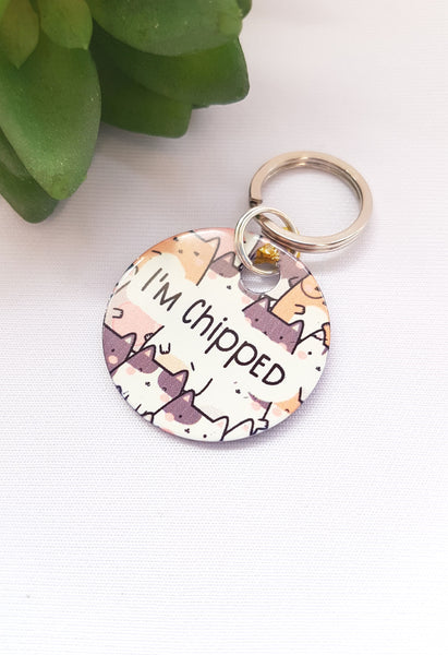 Round cat tag, Illustrated cat tags, Personalised ID tags for cat, waterproof cat name tags, printed pet tags