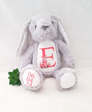 Personalised pink rabbit with Initial, personalised plush cuddly bear, soft toy teddy bear, new baby gift, 1st birthday gift , baby shower