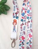 Nurse lanyard, doctor lanyard, blonde nurse lanyard, brunette nurse lanyard