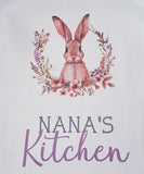 Rabbit tea towel,  nana's kitchen, personalised name tea towel, home gifts, house warming present, new home gift, Nanna's kitchen
