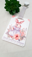 Baby bunny pram tag - please keep your distance