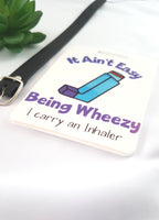 I carry an inhaler, Inhaler bag tag, allergy tag, coat tag, Asthma alert, medical alert warning, warning bag tag, Asthma alert sign