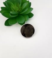 Round personalised memorial photo charm, wedding brooch