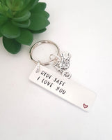 Ride safe  I love you keyring, hand stamped  metal keyring,  passed motorbike test, gifts for boyfriend, initial keychain, ride safe