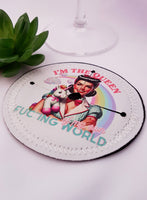 Sarcastic wine coaster, fabric wine coasters, coasters for wine glasses