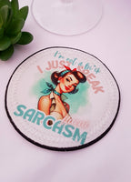 Sarcastic wine coaster, fabric wine coasters, coasters for wine glasses