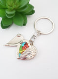 Angel wing locket keyring, locket keyring, photo locket, Heart Shaped keyring, memorial keychain