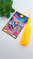 Skeleton bookmark, Tarot card aesthetic bookmark with tassel