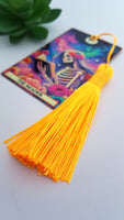 Skeleton bookmark, Tarot card aesthetic bookmark with tassel