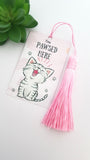 Cat bookmark, funny cat bookmark with tassel, you pawsed here