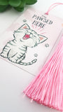 Cat bookmark, funny cat bookmark with tassel, you pawsed here