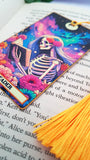 Skeleton bookmark, Tarot card aesthetic bookmark with tassel