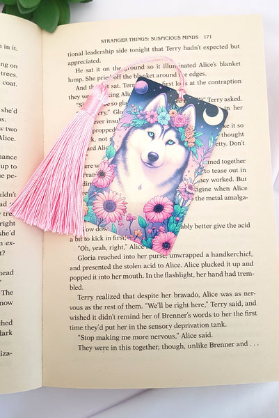 Husky bookmark, husky bookmark with tassel