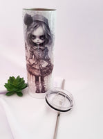 Horror tumbler, scary halloween tumbler, 20oz tall tumbler with straw, creepy tumbler