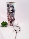 Horror tumbler, scary halloween tumbler, 20oz tall tumbler with straw, creepy tumbler