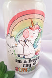 Personalised Unicorn glass can bamboo lid, cute unicorn libby glass, cute summer cup, reusable iced coffee cup,