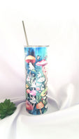 Wonderland themed tumbler, 20oz tall tumbler with straw