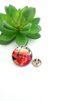 Round personalised memorial photo charm, wedding brooch