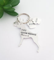 Boxer dog keyring 'This human belongs to'