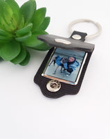 Personalised photo keyring in leather