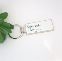 Drive safe  I love you keyring,   metal keyring,  passed driving test, gifts for boyfriend, initial keychain, drive safe