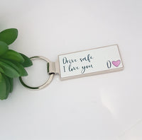 Drive safe  I love you keyring,   metal keyring,  passed driving test, gifts for boyfriend, initial keychain, drive safe