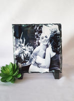 Photo slate, personalised square rock photo