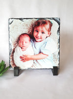 Photo slate, personalised square rock photo