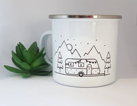 Camping mug, Adventures since, personalised retro mug, enamel mug