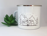 Camping mug, Adventures since, personalised retro mug, enamel mug