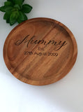 Personalised wooden trinket dish, wooden soap dish, personalised Acacia wood trinket dish, round storage dish, natural wood