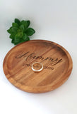 Personalised wooden trinket dish, wooden soap dish, personalised Acacia wood trinket dish, round storage dish, natural wood