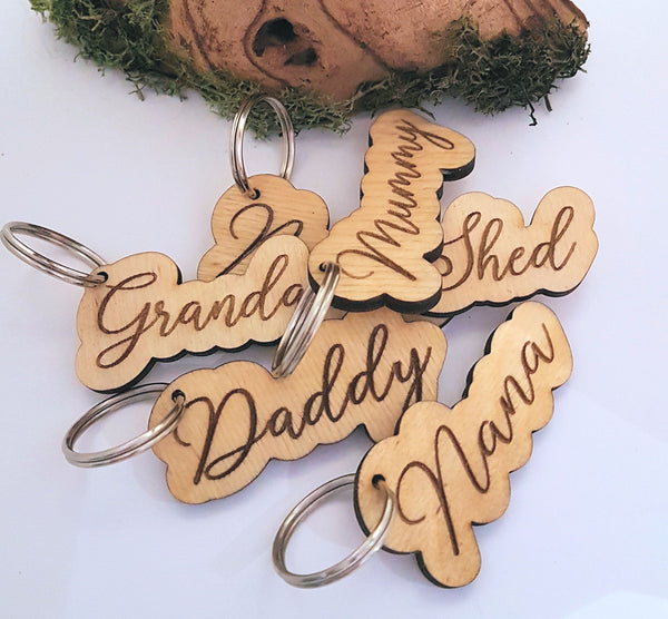 Wooden name keyring