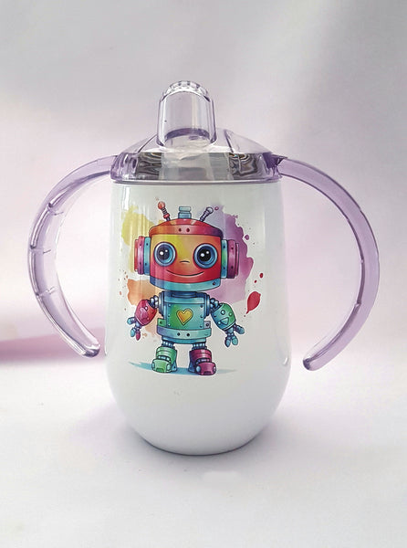 Rainbow robot sippy cup, Childrens sippy cup