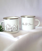 Camping mug, Adventures since, personalised retro mug, enamel mug
