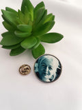 Round personalised memorial photo charm, wedding brooch