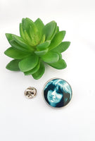 Round personalised memorial photo charm, wedding brooch