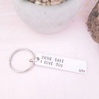 Drive safe  I love you keyring, hand stamped  metal keyring,  passed driving test, gifts for boyfriend, initial keychain, drive safe