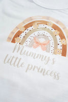 Mummy's little princess rainbow vest, baby vest, 3-6 month vest, rainbow and butterfly vest, baby clothing, baby vest, short Sleeve White baby grow