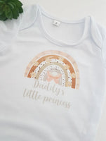 Mummy's little princess rainbow vest, baby vest, 3-6 month vest, rainbow and butterfly vest, baby clothing, baby vest, short Sleeve White baby grow
