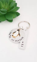 You're my penguin keyring, penguin keyring, penguin gift, anniversary gift, for boyfriend, pun keyring, penguin lover present, Hand Stamped