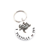 'I turtally love you', has just been added to our collection of hand stamped keyrings.