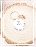 Hand Stamped ' I love you a latte' keyring