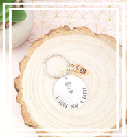 Hand Stamped ' I love you a latte' keyring